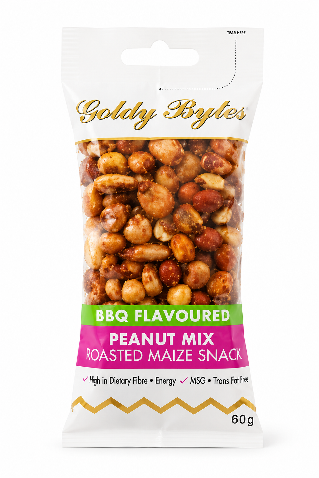 Goldy Bytes Peanut Mix Roasted Maize Snack - BBQ Flavour